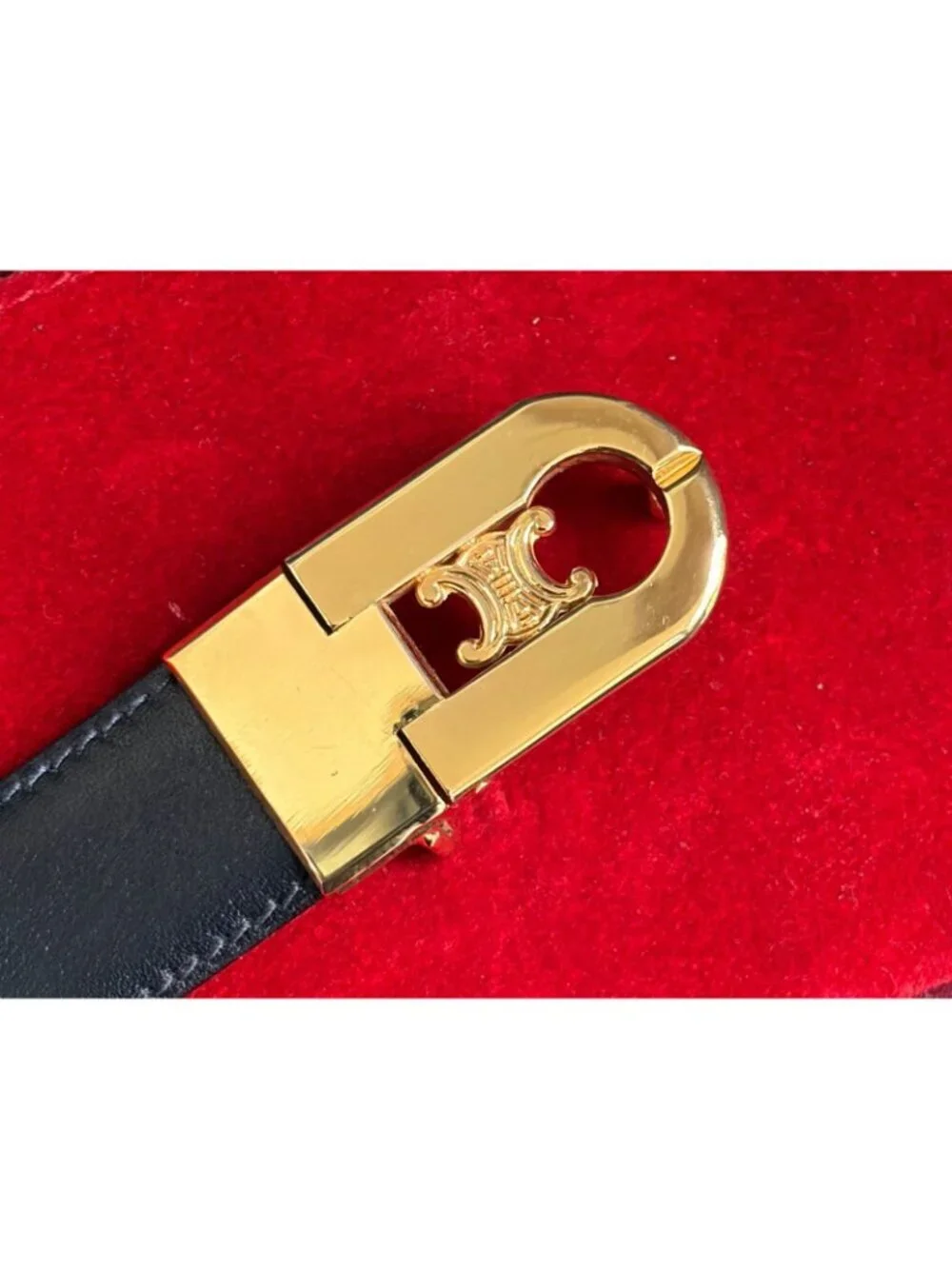 Vintage CELINE Men's Black Leather Belt w Logo 80cm